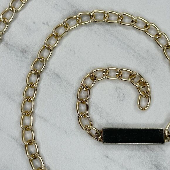 Gold Tone Skinny Chain Link Belt with Bar Details Y2K Festival ✨ - Picture 11 of 12